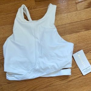 Athleta conscious cut out crop top white NWT small D-DD